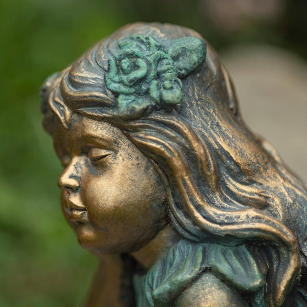 20" Tall Fairy Garden Statue Sitting on Flower "Gardenia"