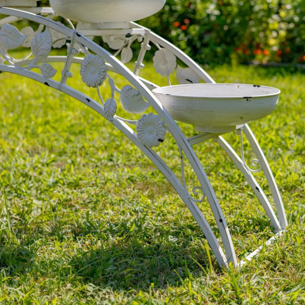 Bridge-Like Iron Plant Stand Arches with Five Planters 5ft. Long