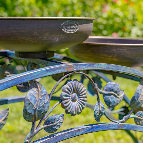 Bridge-Like Iron Plant Stand Arches with Five Planters 5ft. Long
