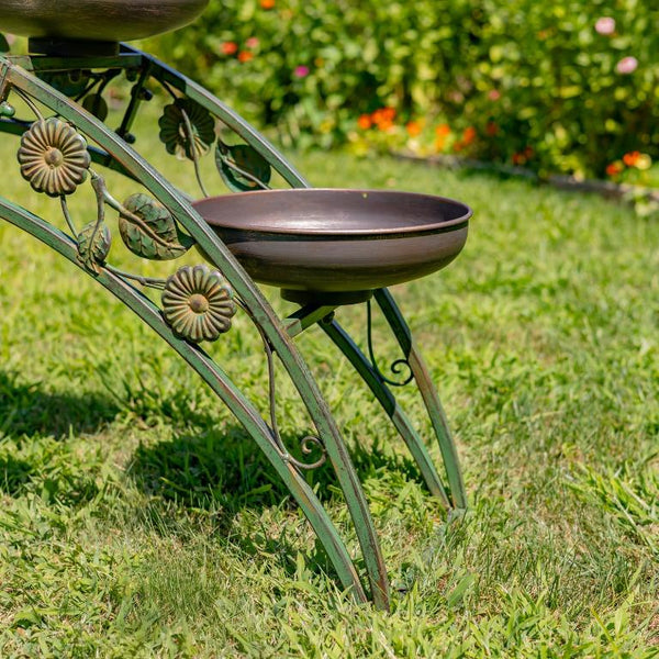 Bridge-Like Iron Plant Stand Arches with Five Planters 5ft. Long