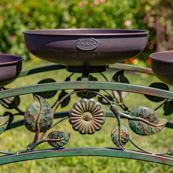Bridge-Like Iron Plant Stand Arches with Five Planters 5ft. Long