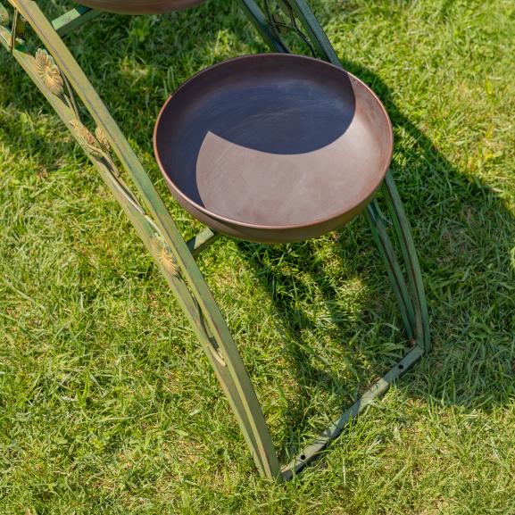 Bridge-Like Iron Plant Stand Arch with Five Planters in Antique Green 6.6ft. Long