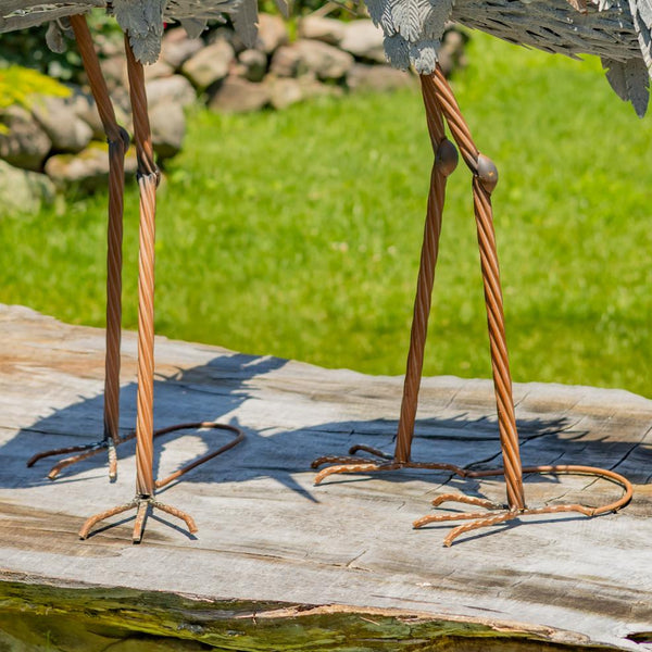 Set of 2 Great Blue Heron Big Bird Metal Outdoor Figurines