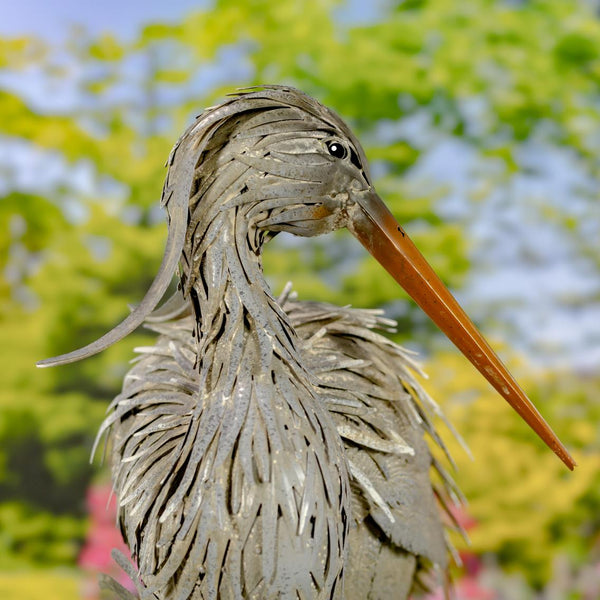 Set of 2 Great Blue Heron Big Bird Metal Outdoor Figurines
