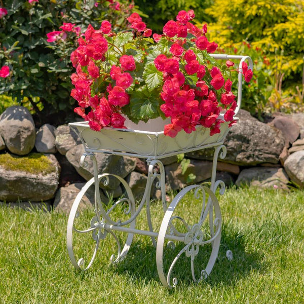 Metal Garden-Flower Cart with Handle & Wheels "London 1820"