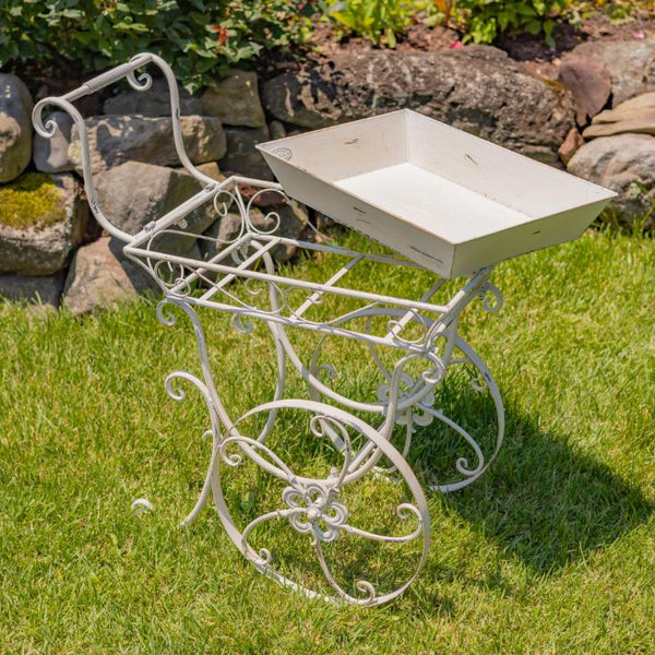 Metal Garden-Flower Cart with Handle & Wheels "London 1820"