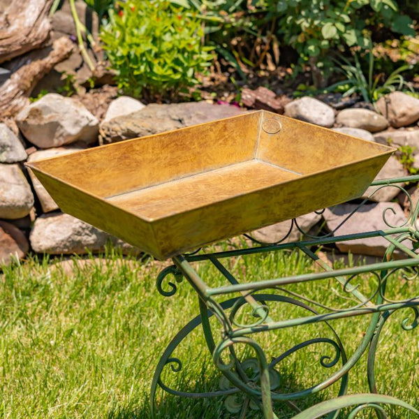 Metal Garden-Flower Cart with Handle & Wheels "London 1820"