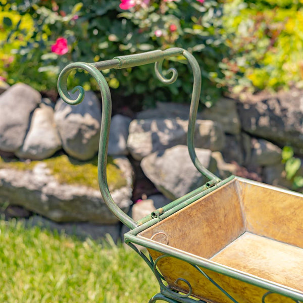 Metal Garden-Flower Cart with Handle & Wheels "London 1820"