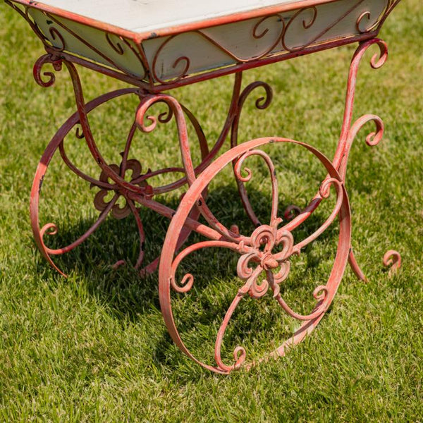 Metal Garden-Flower Cart with Handle & Wheels "London 1820"