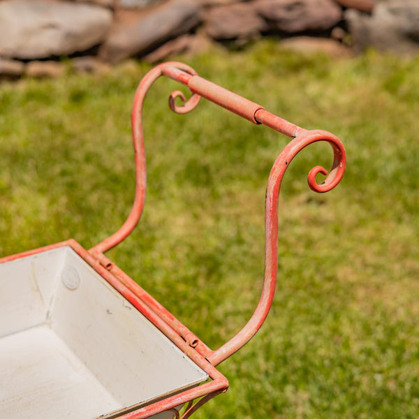 Metal Garden-Flower Cart with Handle & Wheels "London 1820"