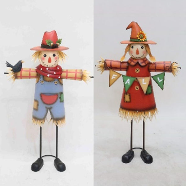 Set of 2 Iron Scarecrow Figurines "Mr. & Mrs. Scarecrow"