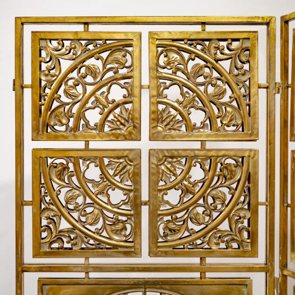 Three Panel Frosted Gold Folding Privacy Screen Decoration "Bodhi"