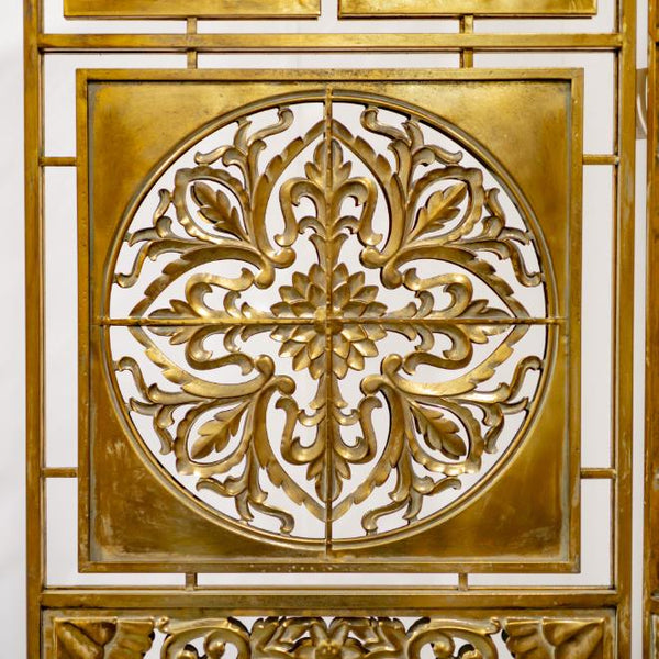 Three Panel Frosted Gold Folding Privacy Screen Decoration "Bodhi"