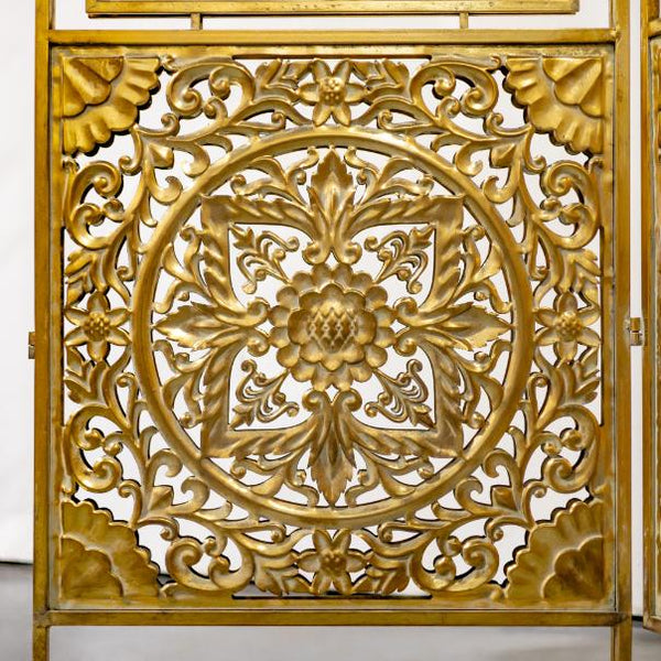Three Panel Frosted Gold Folding Privacy Screen Decoration "Bodhi"