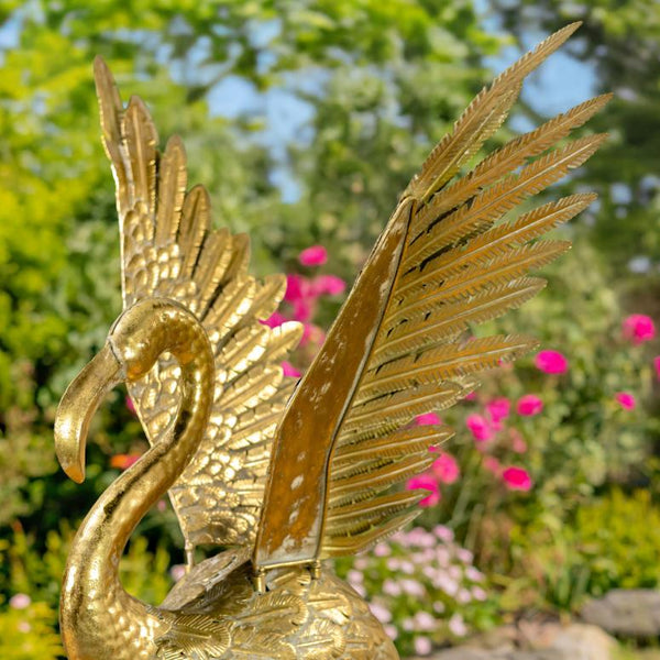 Set of 4 Assorted Metallic Gold Flamingo and Heron Garden Figurines