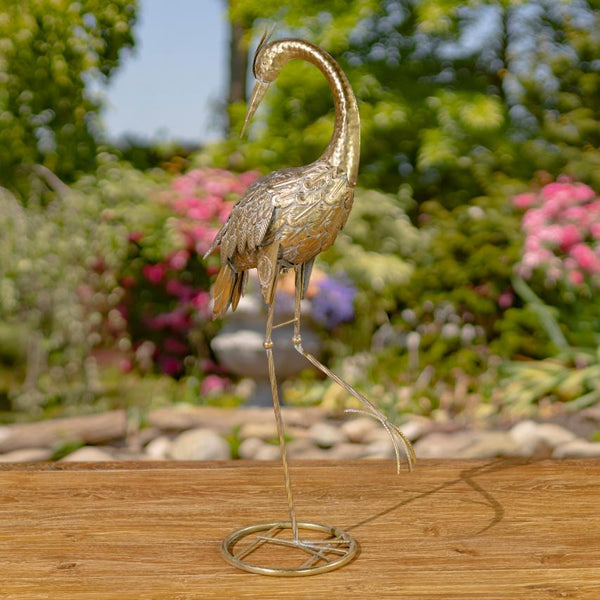 Set of 4 Assorted Metallic Gold Flamingo and Heron Garden Figurines