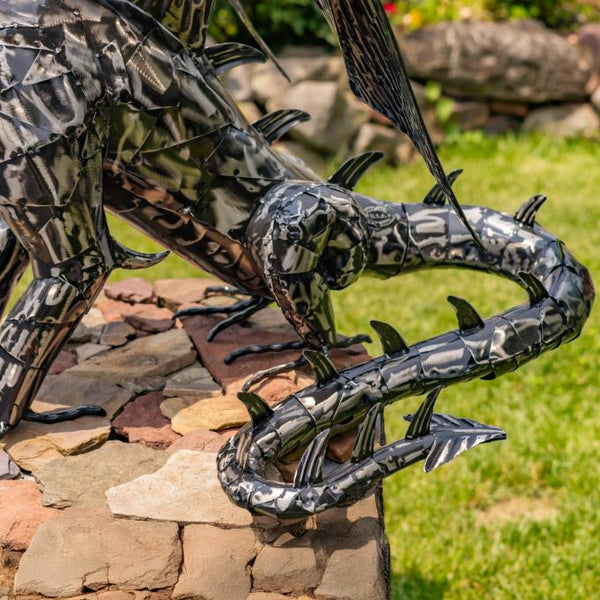 Iron Metal Dragon Sentry Statue "Spike" 39.5" Tall