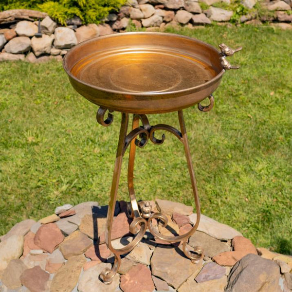 Gold Birdbath-Feeder with TriStand 31.3" Tall