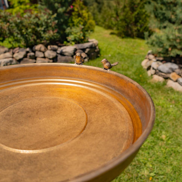 Gold Birdbath-Feeder with TriStand 31.3" Tall