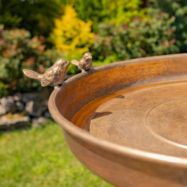 Gold Birdbath-Feeder with TriStand 31.3" Tall