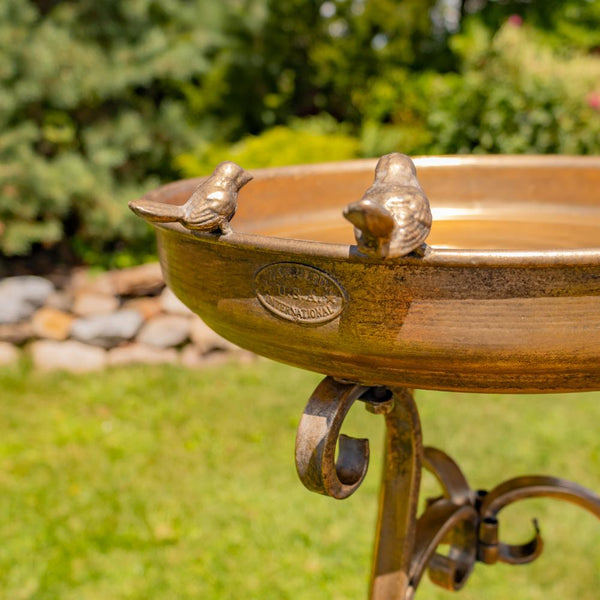 Gold Birdbath-Feeder with TriStand 31.3" Tall