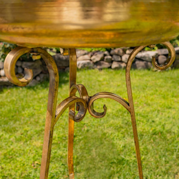 Gold Birdbath-Feeder with TriStand 31.3" Tall