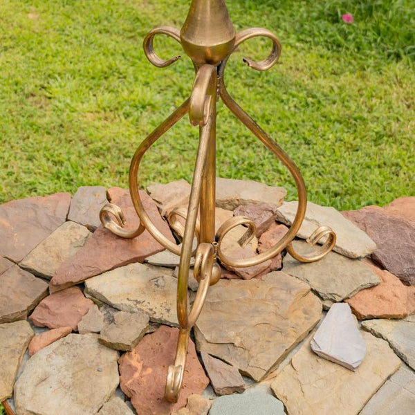 Gold Birdbath-Feeder with Ornate Stand 30.3" Tall