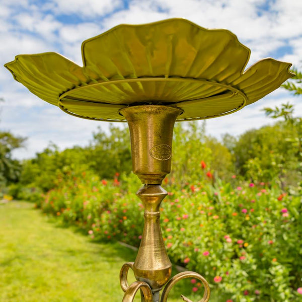 Gold Birdbath-Feeder with Ornate Stand 30.3" Tall