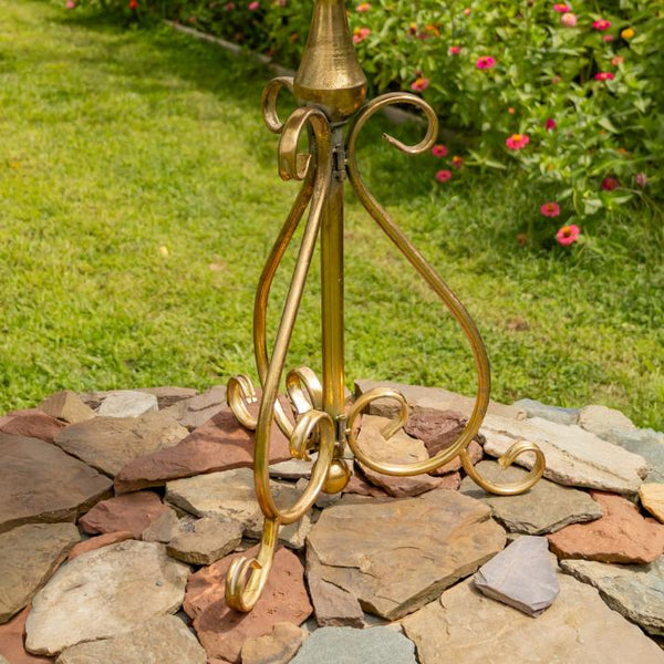 Gold Birdbath-Feeder with Ornate Stand 30.3" Tall