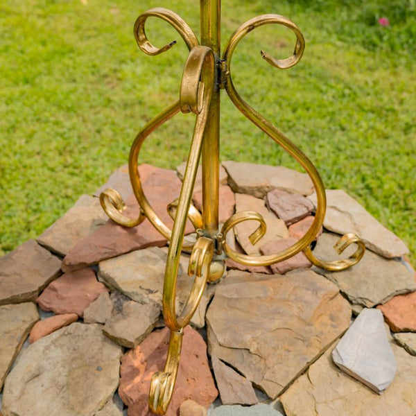 Gold Flower-Shaped Metal Birdbath-Feeder 24.2" Tall