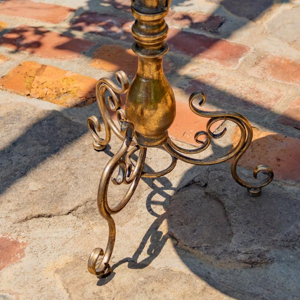 Gold Birdbath-Feeder Basin with Ornate Stand 25.4" Tall