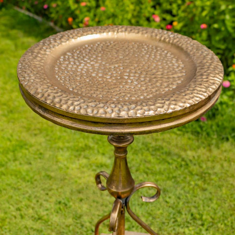Gold Round Metal Plant Stand-Birdfeeder 29.3" Tall
