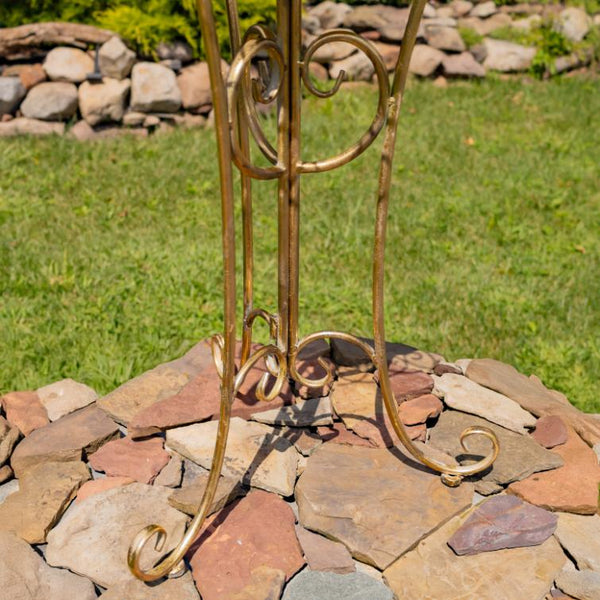 Gold Birdbath-Feeder with Decorative Trim 26.6" Tall