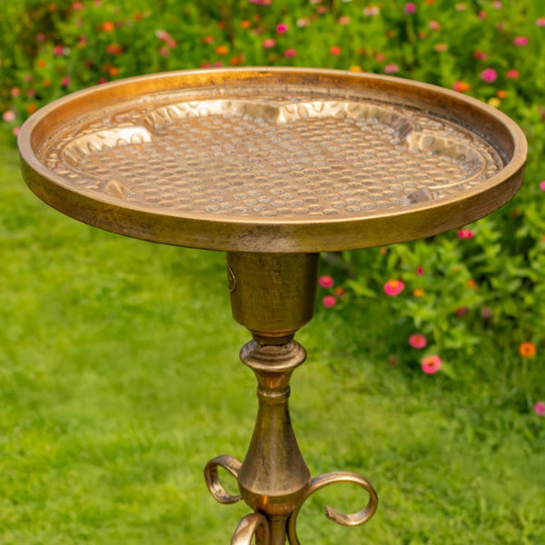 Gold Round Metal Plant Stand-Birdfeeder 29.5" Tall