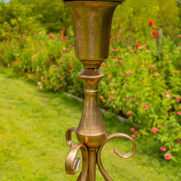 Gold Round Metal Plant Stand-Birdfeeder 29.5" Tall