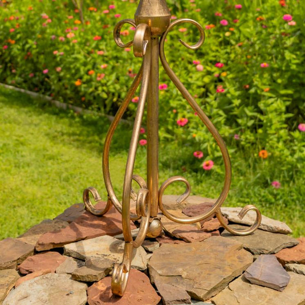 Gold Round Metal Plant Stand-Birdfeeder 29.5" Tall