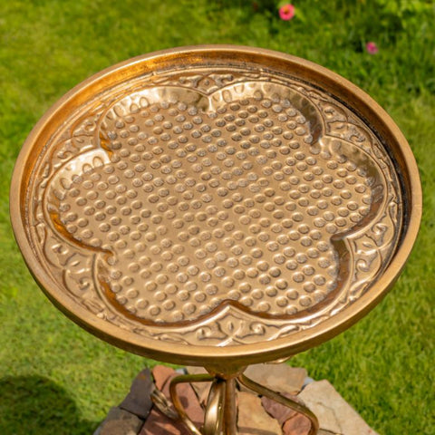 Gold Round Metal Plant Stand-Birdfeeder 29.5" Tall