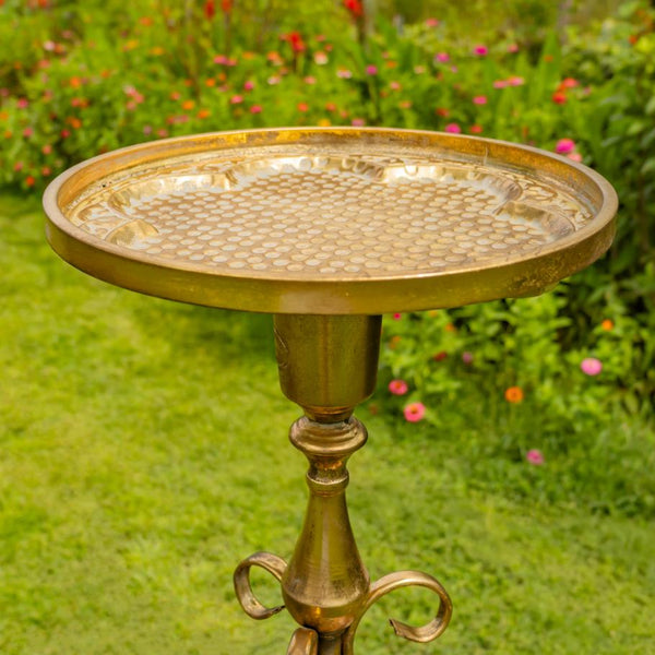 Gold Round Metal Plant Stand-Birdfeeder 29.5" Tall