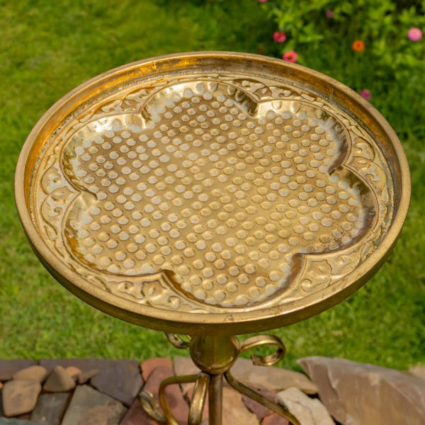 Gold Round Metal Plant Stand-Birdfeeder 29.5" Tall