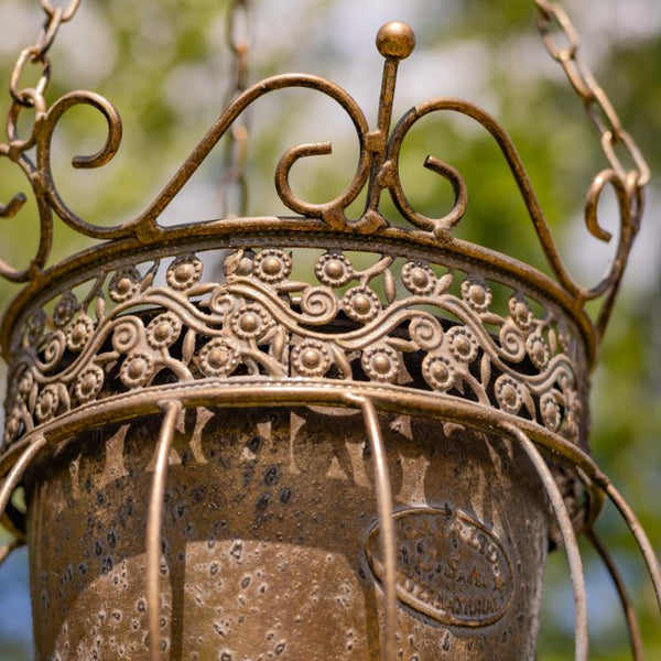 Set of 2 Assorted Hanging Ornate Metal Basket Planters "Riordan"