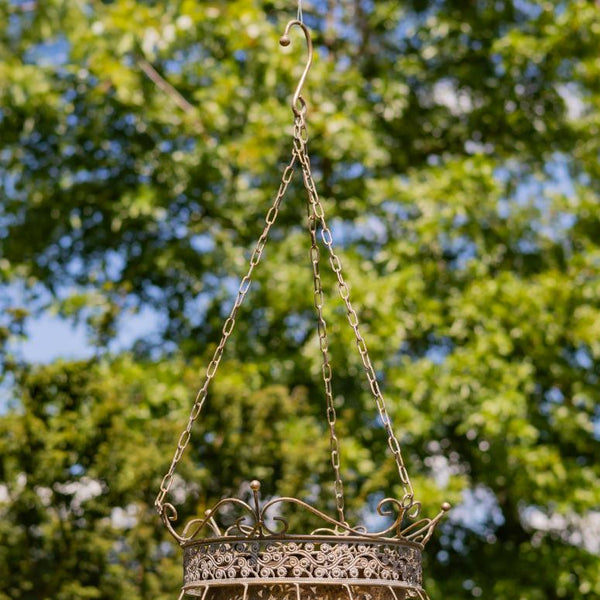 Set of 2 Assorted Hanging Ornate Metal Basket Planters "Riordan"