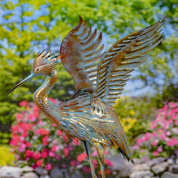 Set of 4 Assorted Great Blue Heron Metal Garden Figurines
