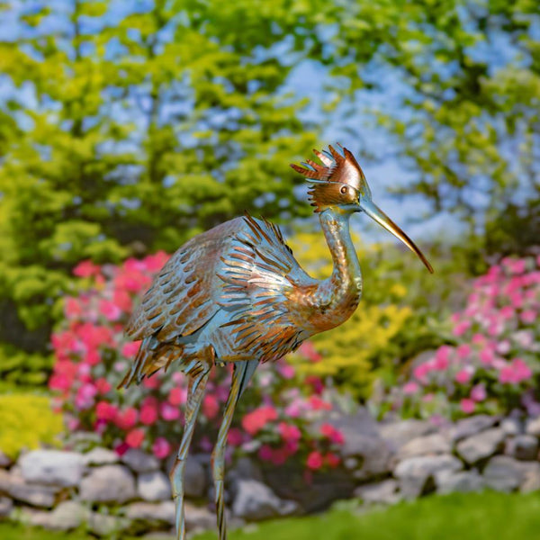 Set of 4 Assorted Great Blue Heron Metal Garden Figurines