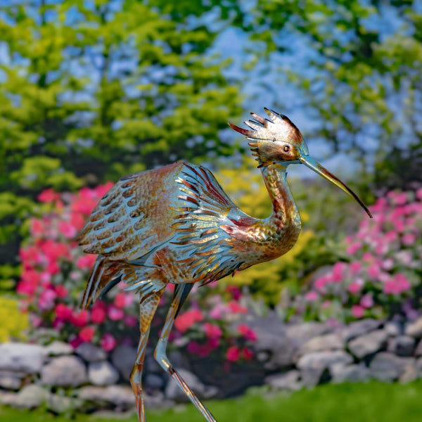 Set of 4 Assorted Great Blue Heron Metal Garden Figurines