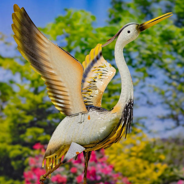 Set of 4 Assorted Whooping Crane Metal Garden Figurines "Rockport"