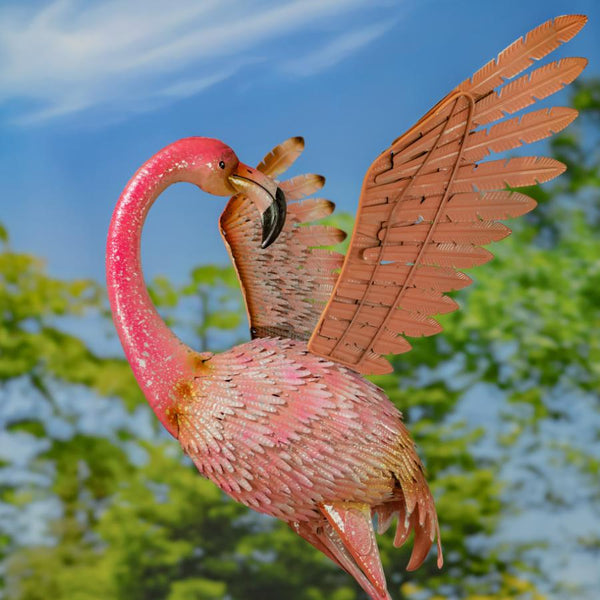 Set of 4 Assorted Elegant Metal Flamingo Garden Figurines