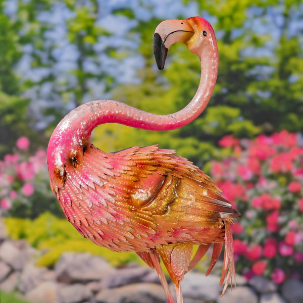 Set of 4 Assorted Elegant Metal Flamingo Garden Figurines