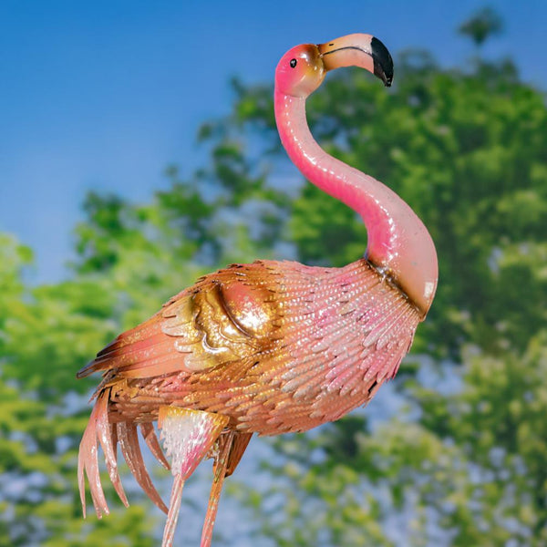Set of 4 Assorted Elegant Metal Flamingo Garden Figurines