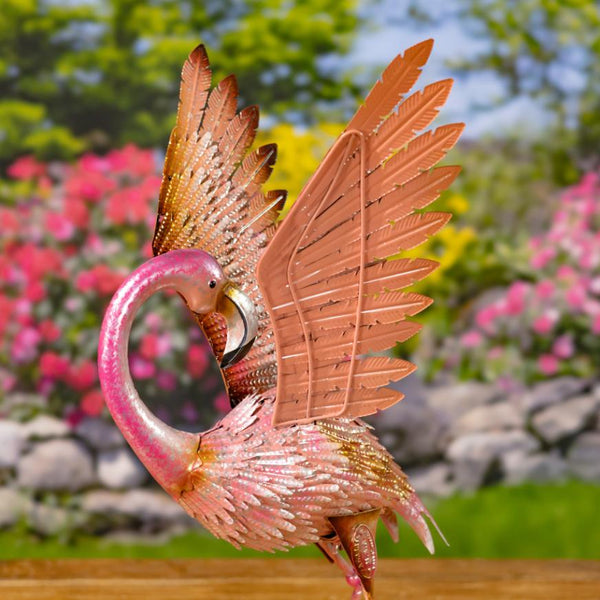 Set of 4 Assorted Elegant Metal Flamingo Garden Figurines "Florida Keys"