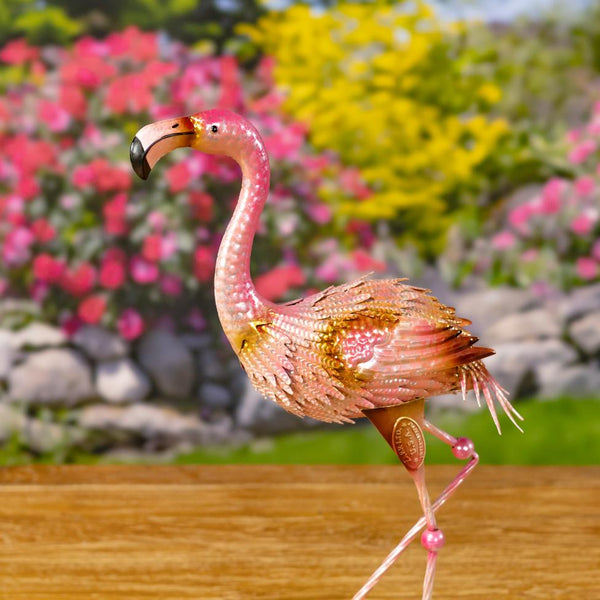 Set of 4 Assorted Elegant Metal Flamingo Garden Figurines "Florida Keys"